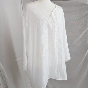 Grosy White Embroidered Boho Tunic Dress | 3XL | NWT
